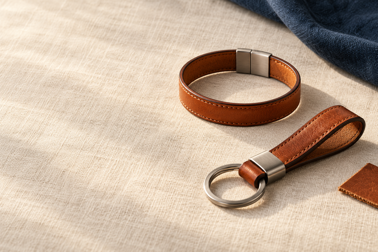 Produktkonzept für ein Lederarmband und ein Schlüsselband